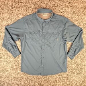 Columbia Omni-Shade Fishing Shirt XL Blue Long Sleeve PFG Hiking Outdoor